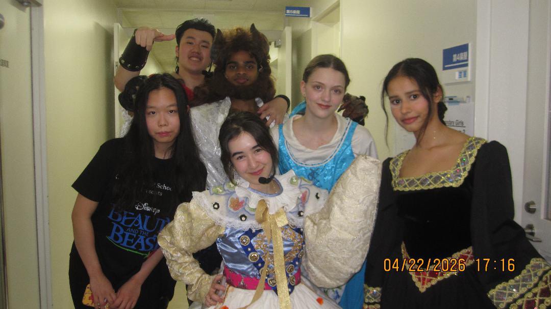 Backstage with the cast after the musical